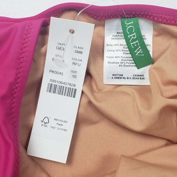J.Crew Ruched V-Neck One-Piece Swimsuit Pink Radiant Fuchsia NWT $118 -Pick Size - Picture 3 of 14
